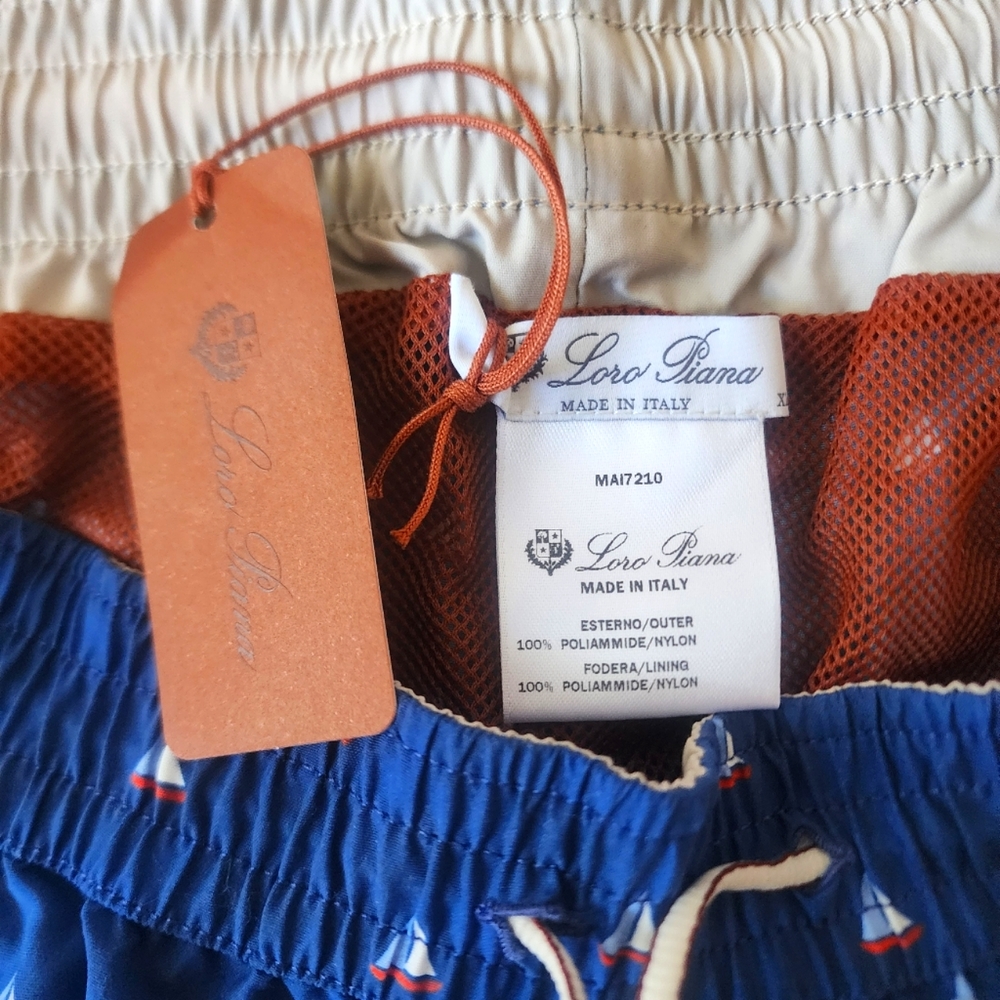 Loro Piana swimming trucks for Men- sail print- Blue